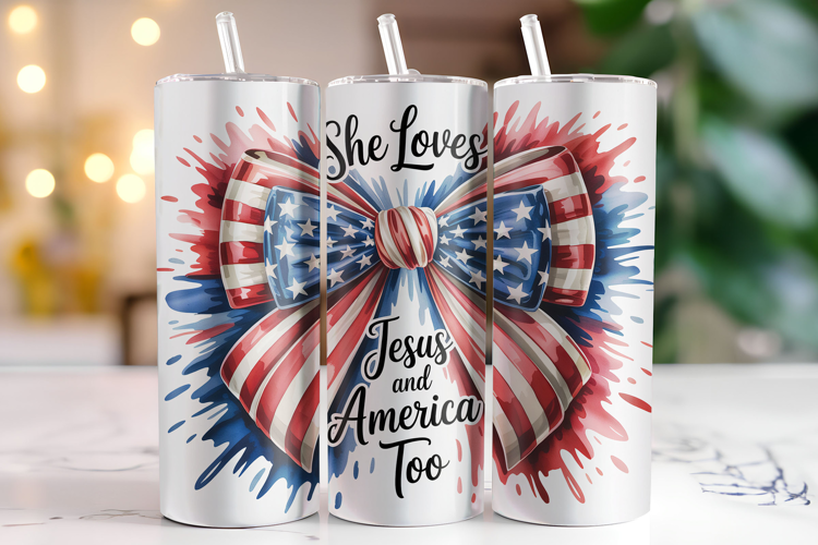 She loves Jesus and America Too 4th of July Tumbler Wrap
