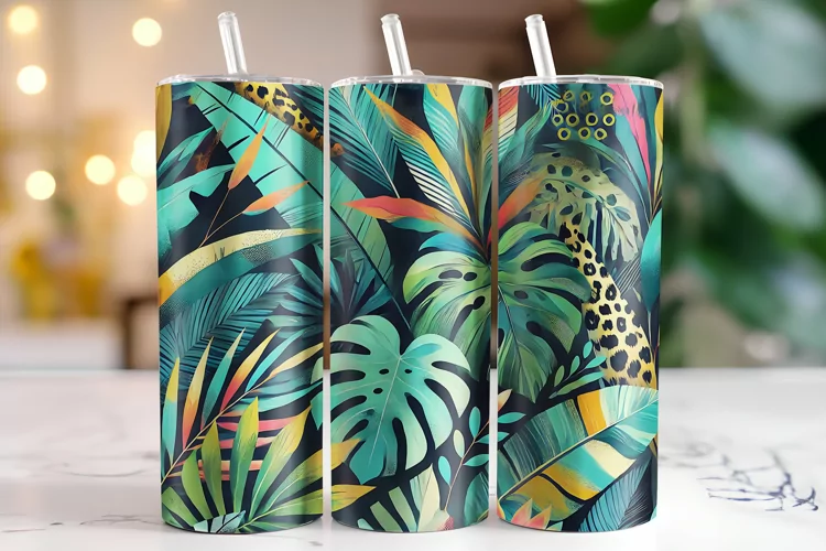 Tropical plants Tumbler Wrap | Sublimation | Tumblers