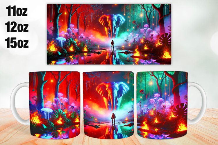 Elephant Mug Wrap Sublimation 11oz, 12oz, 15oz