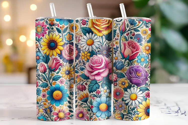 Flowers Tumbler Wrap | Sublimation | Tumblers