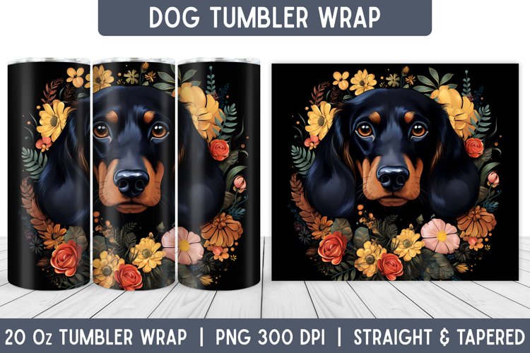 Dog Tumbler Wrap | Floral Tumbler | Sublimation Tumbler