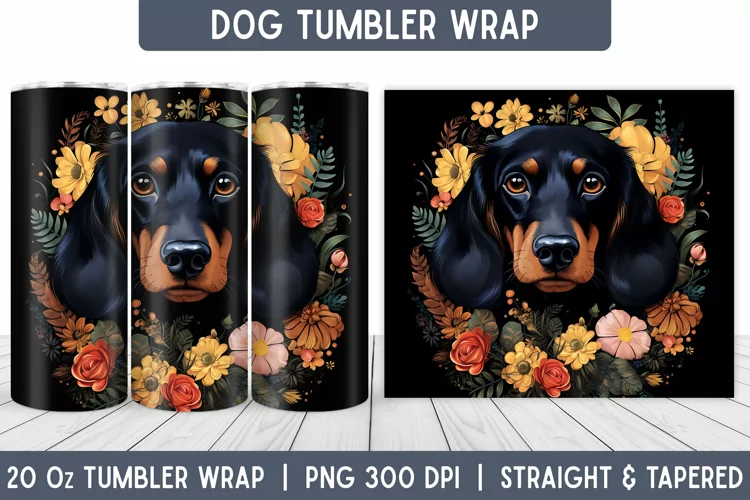 Dog Tumbler Wrap | Floral Tumbler | Sublimation Tumbler