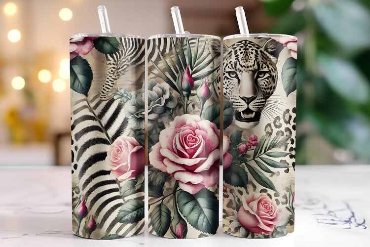 Rose Flowers Tumbler Wrap | Sublimation | Tumblers example image 1
