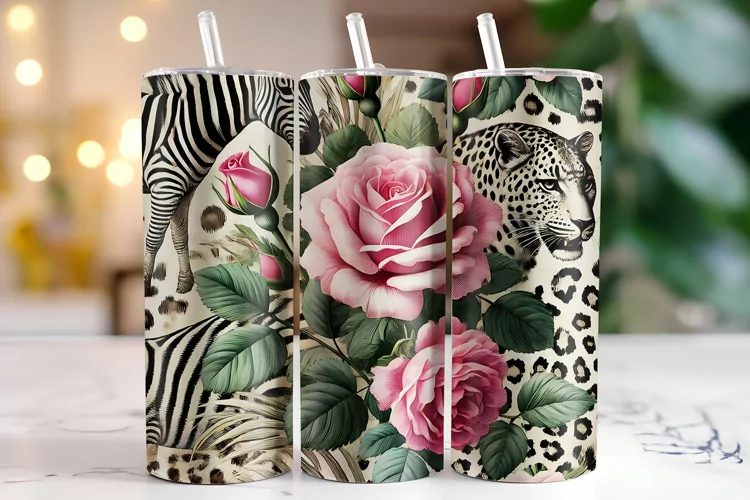 Rose Flowers Tumbler Wrap | Sublimation | Tumblers