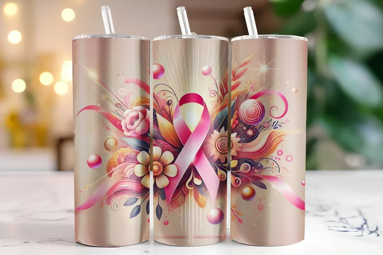Cancer Awareness Ribbon Tumbler Wrap | Sublimation | Tumbler