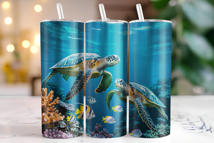 Turtle Tumbler Wrap | Sublimation | Tumblers example image 1