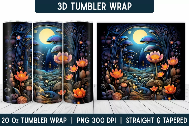 3D Flower Tumbler Wrap | Flower Tumbler | Sublimation PNG