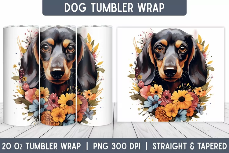 Dog Tumbler Wrap | Floral Tumbler | Sublimation Tumbler