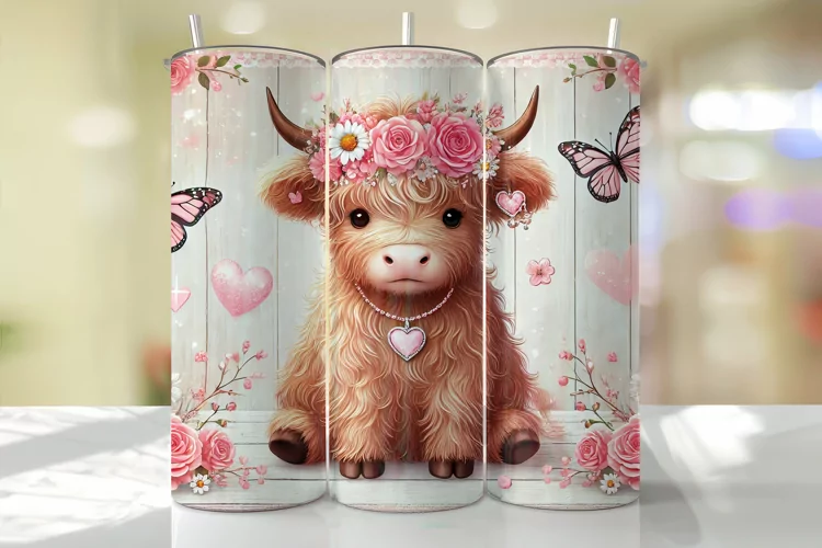 Highland Cow Tumbler Wrap | Sublimation | Tumblers