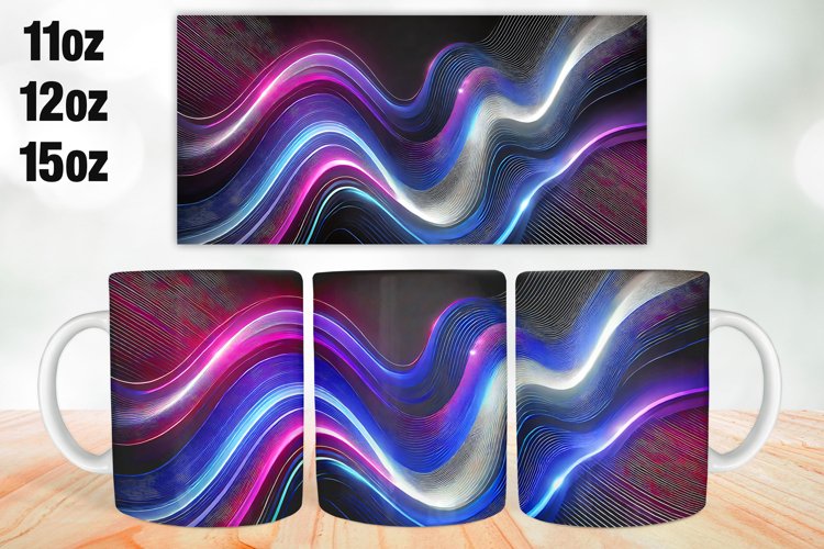 Abstract Waves Mug Wrap Sublimation 11oz, 12oz, 15oz
