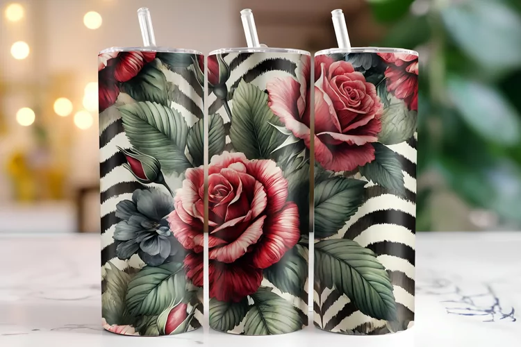 Rose Flowers Tumbler Wrap | Sublimation | Tumblers