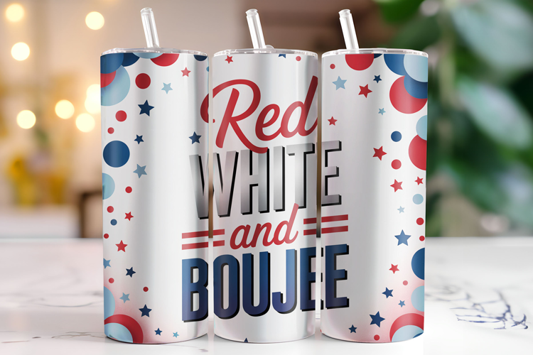 Red White and Boujee 4th of July Tumbler Wrap | Sublimation