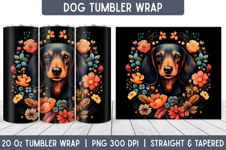 Dog Tumbler Wrap | Floral Tumbler | Sublimation Tumbler