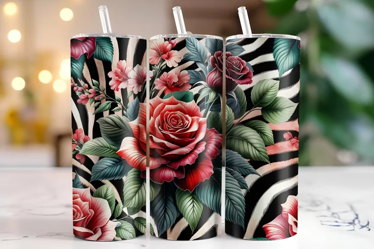 Rose Flowers Tumbler Wrap | Sublimation | Tumblers