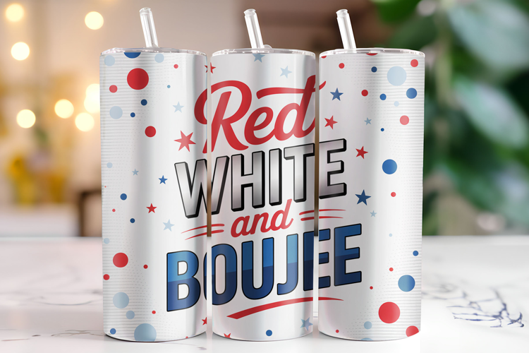 Red White and Boujee 4th of July Tumbler Wrap | Sublimation