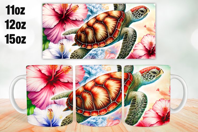 Turtle Mug Wrap Sublimation 11oz, 12oz, 15oz