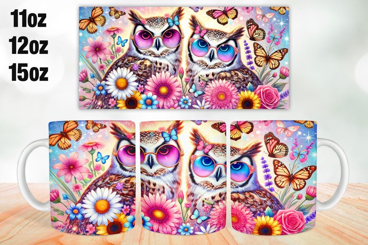 Owls Valentine Day Mug Wrap Sublimation 11oz, 12oz, 15oz