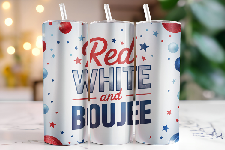 Red White and Boujee 4th of July Tumbler Wrap | Sublimation