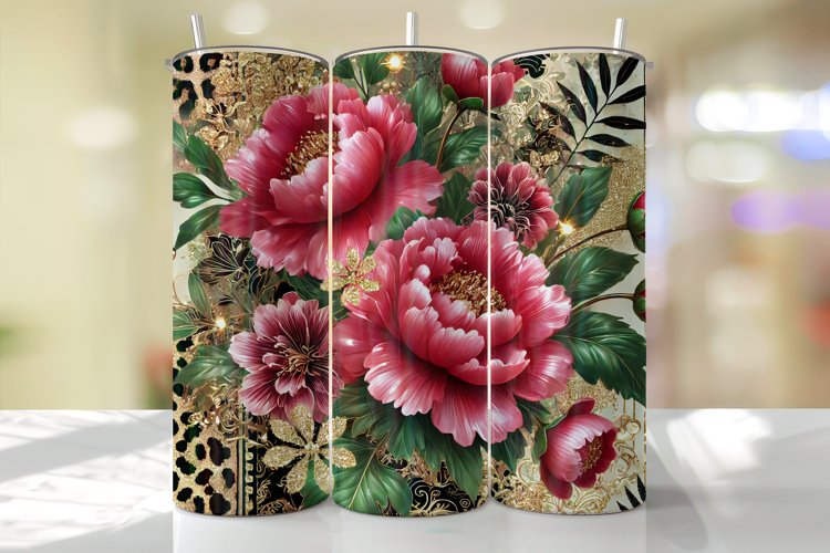 Flowers Tumbler Wrap | Sublimation | Tumblers example image 1