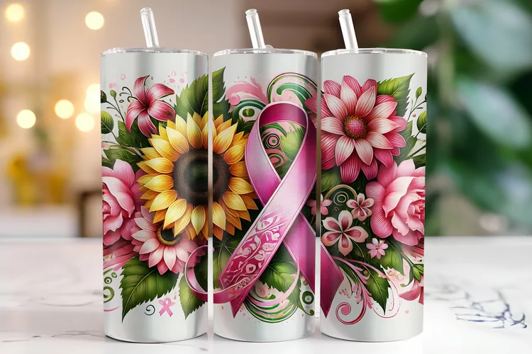 Cancer Awareness Ribbon Tumbler Wrap | Sublimation | Tumbler