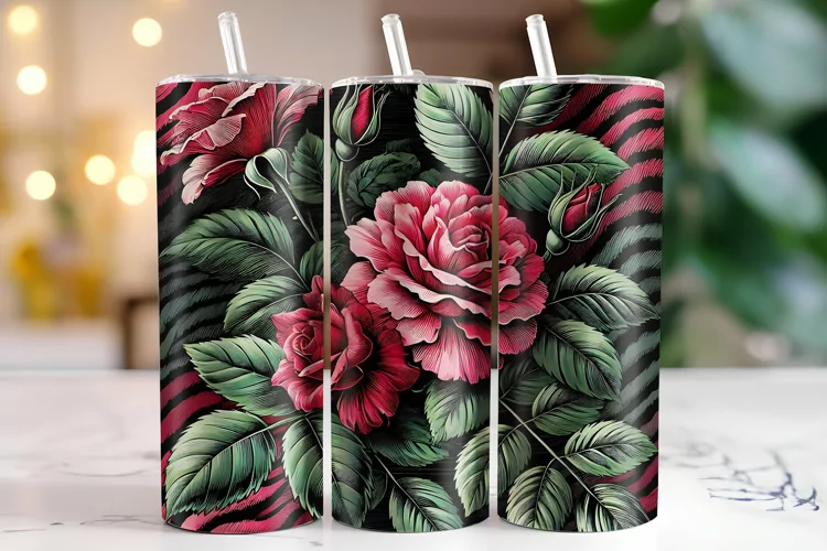 Rose Flowers Tumbler Wrap | Sublimation | Tumblers