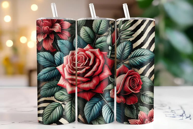 Rose Flowers Tumbler Wrap | Sublimation | Tumblers