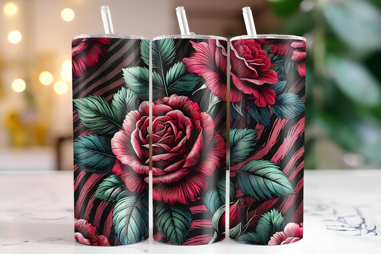 Rose Flowers Tumbler Wrap | Sublimation | Tumblers example image 1