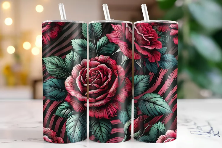 Rose Flowers Tumbler Wrap | Sublimation | Tumblers