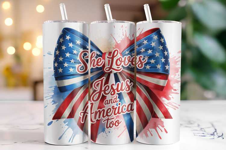 She loves Jesus and America Too 4th of July Tumbler Wrap