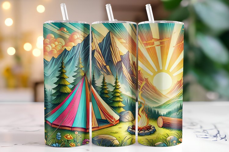 Camping Tumbler Wrap | Sublimation | Tumblers example image 1