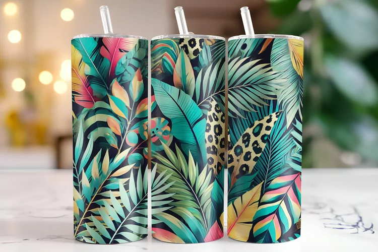 Tropical plants Tumbler Wrap | Sublimation | Tumblers