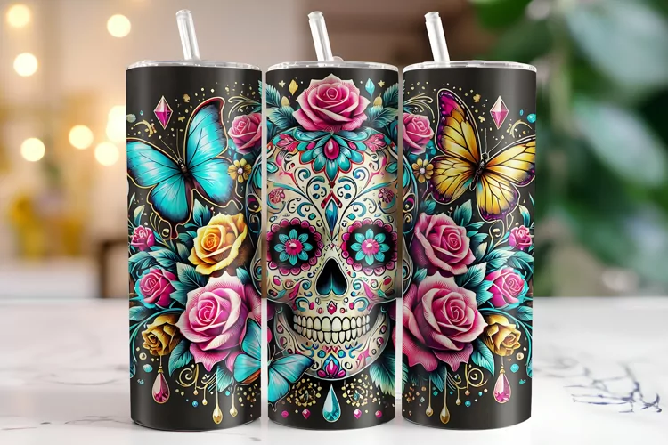 Skull Tumbler Wrap | Sublimation | Tumblers