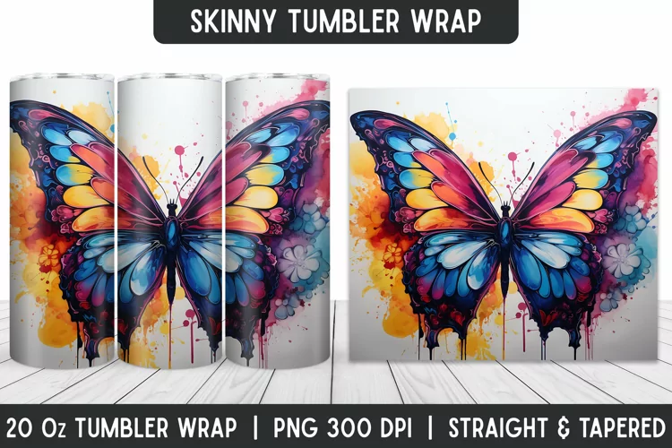 Watercolor Tumbler Wrap | 3D Sublimation | Skinny Tumbler
