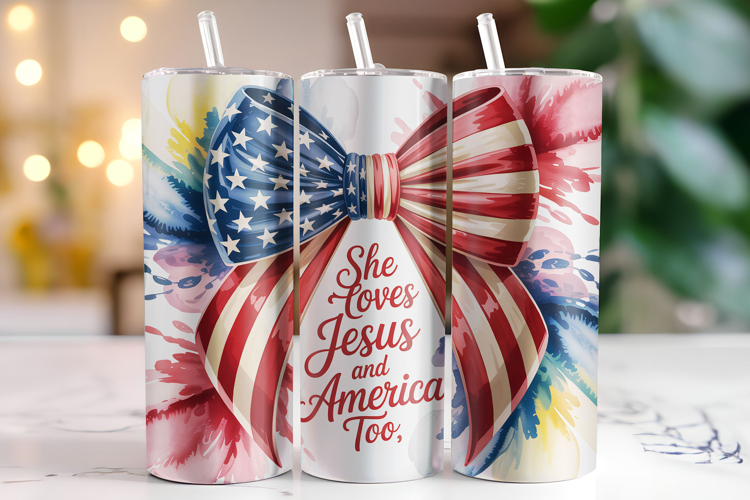 She loves Jesus and America Too 4th of July Tumbler Wrap