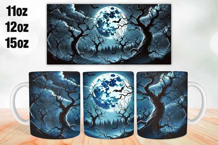 Halloween Moon Mug Wrap Sublimation 11oz, 12oz, 15oz