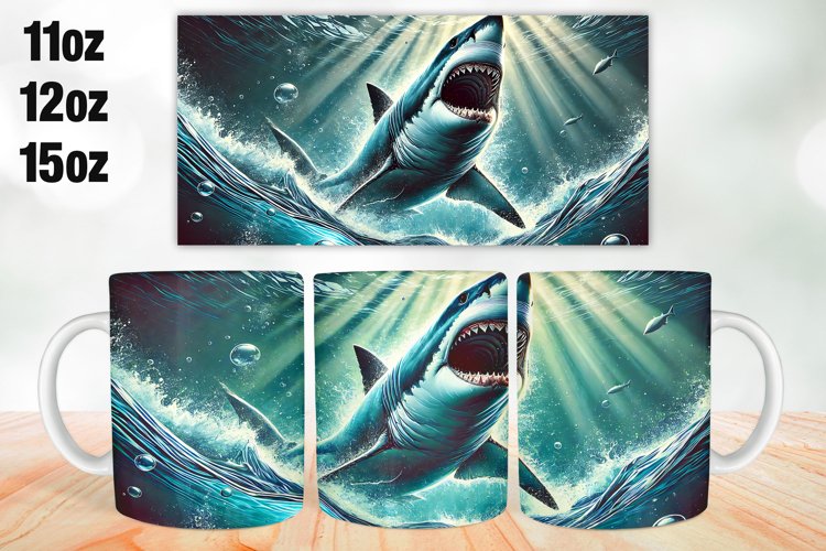 Shark Mug Wrap Sublimation 11oz, 12oz, 15oz