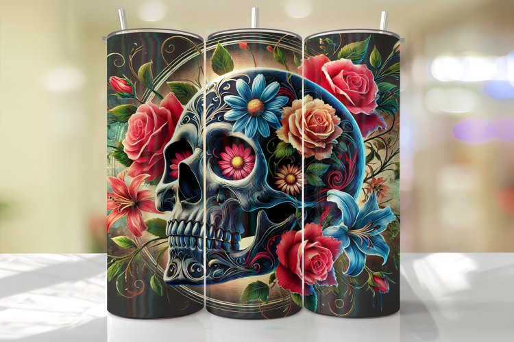 Skull Tumbler Wrap | Sublimation | Tumblers