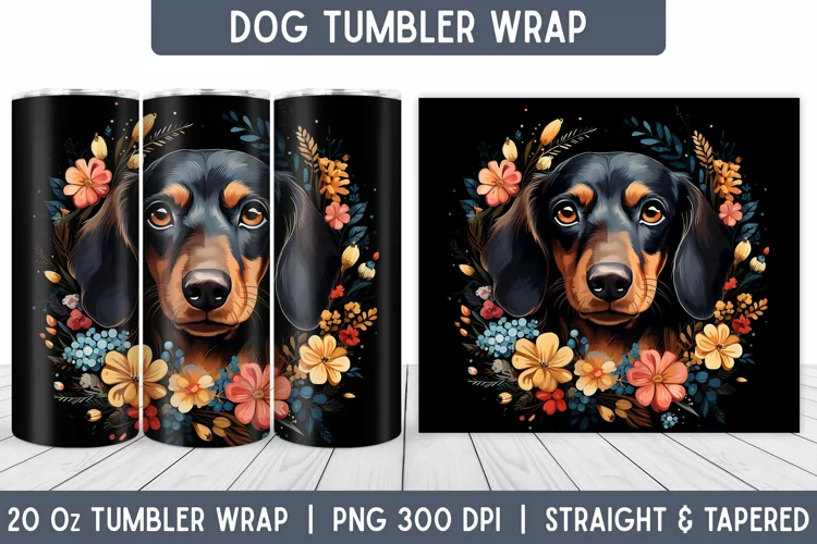 Dog Tumbler Wrap | Floral Tumbler | Sublimation Tumbler