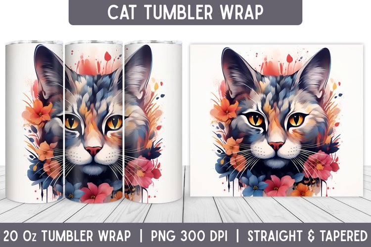 Cat Tumbler Wrap | Floral Tumbler | Sublimation Tumbler