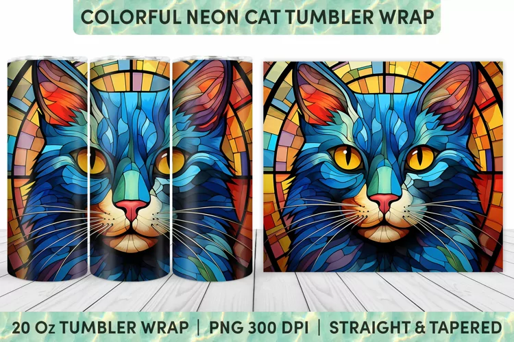 Stained Glass Cat Tumbler Wrap | Stained Glass | Tumbler
