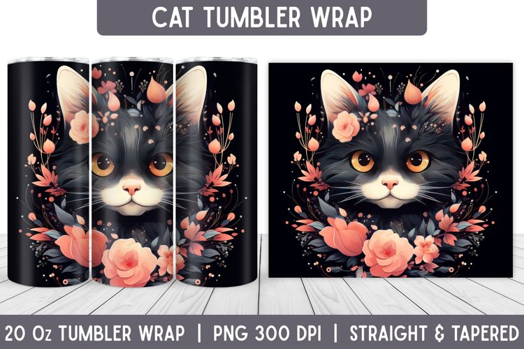 Cat Tumbler Wrap | Floral Tumbler | Sublimation Tumbler