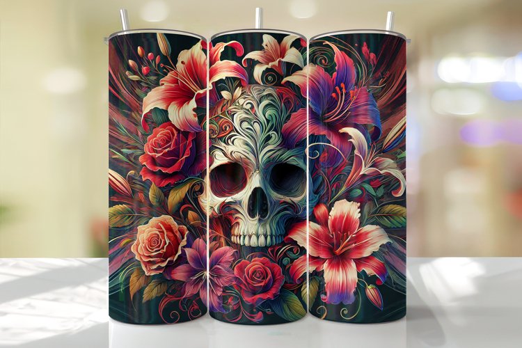 Skull Tumbler Wrap | Sublimation | Tumblers example image 1