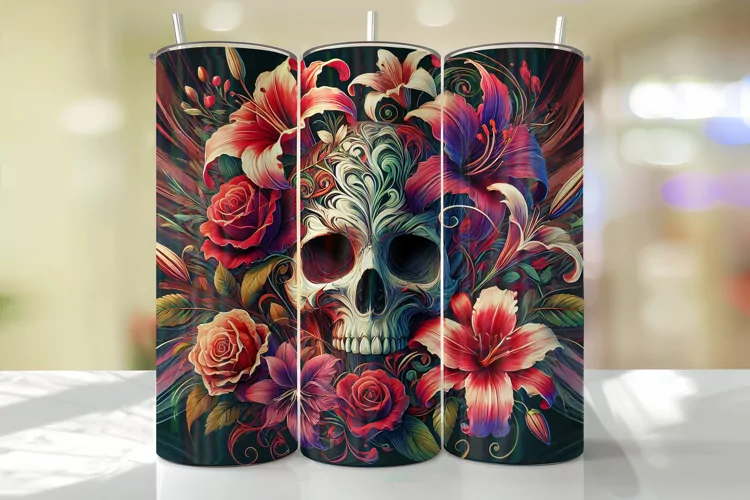 Skull Tumbler Wrap | Sublimation | Tumblers