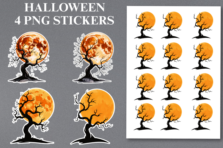 Halloween moon Stickers Png | Printable