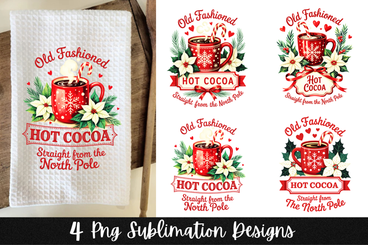 4 Retro Christmas Kitchen Towel PNG Sublimation