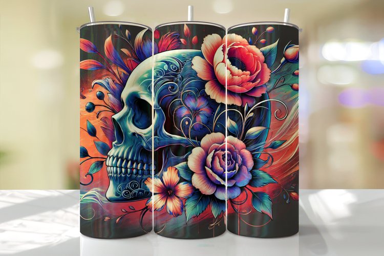 Skull Tumbler Wrap | Sublimation | Tumblers