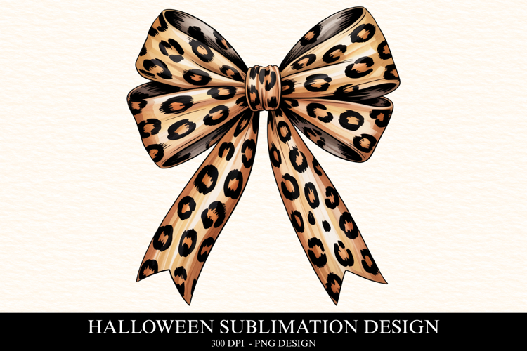 Halloween Leopard Bow Clipart PNG | Spooky Season Png