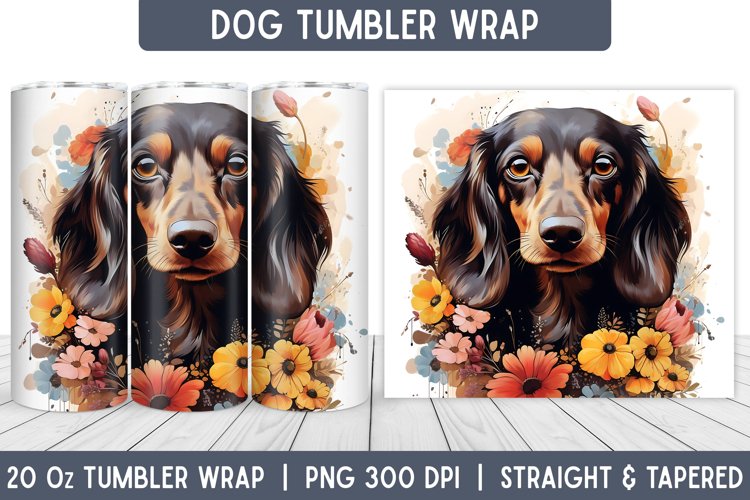 Dog Tumbler Wrap | Floral Tumbler | Sublimation Tumbler