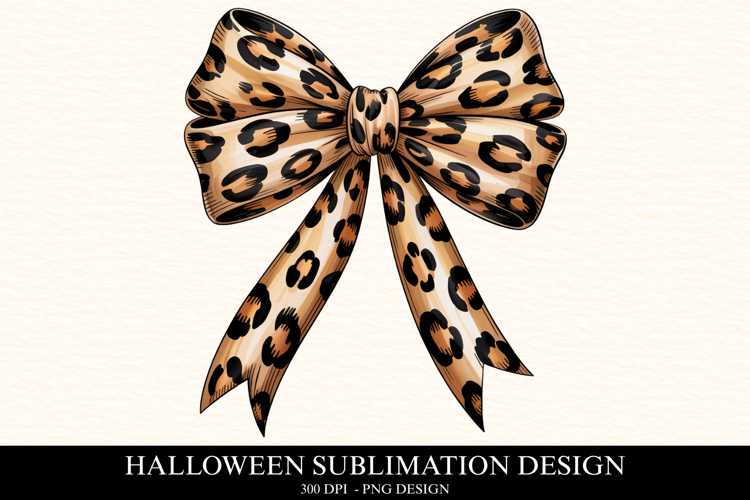 Halloween Leopard Bow Clipart PNG | Spooky Season Png