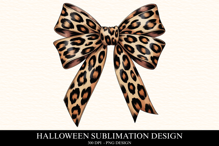 Halloween Leopard Bow Clipart PNG | Spooky Season Png